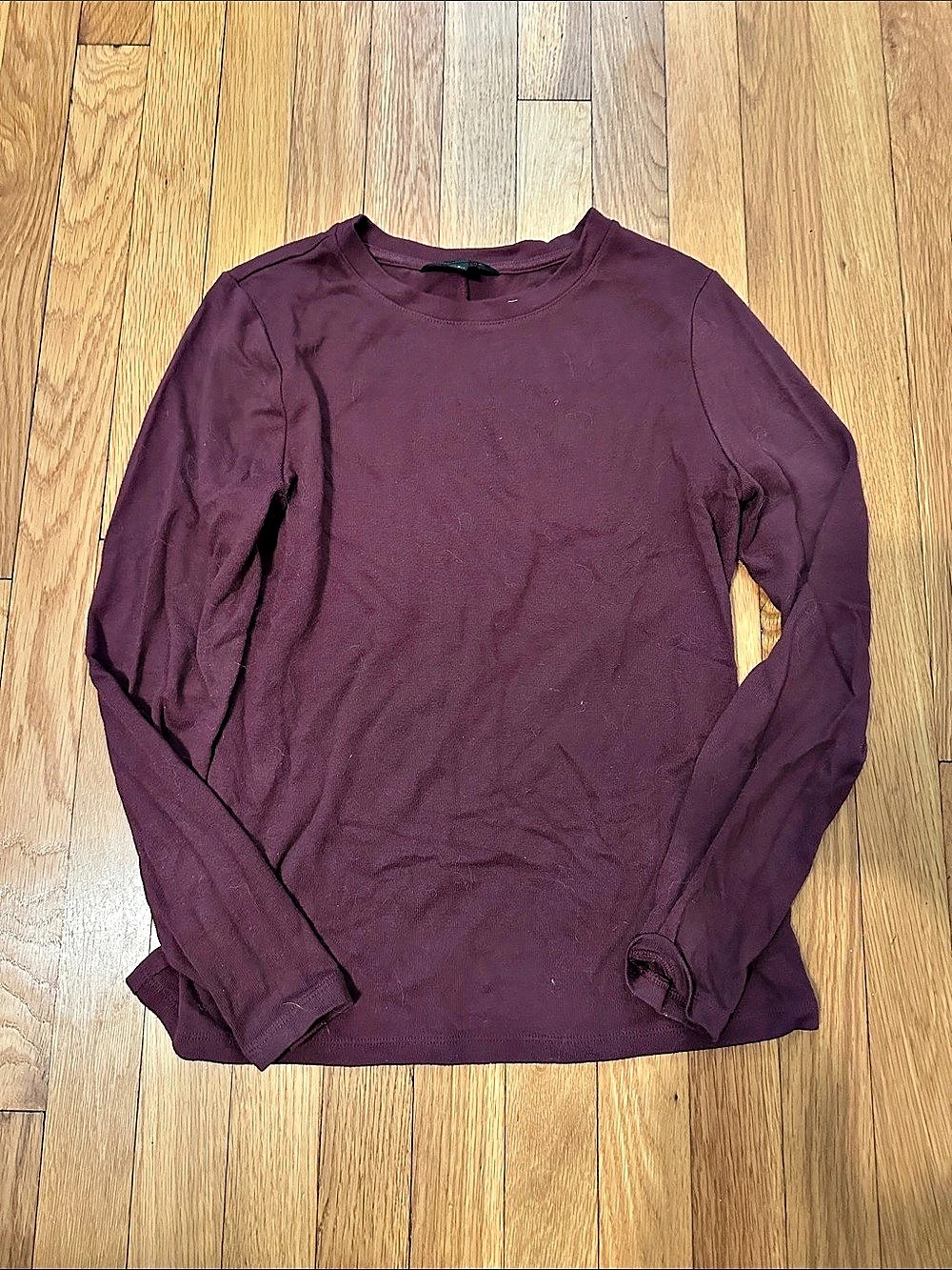 Banana Republic Soft Luxe Long Sleeve Crew Top Burgandy Small